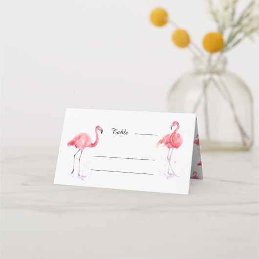 Schöne Pink Flamingo Platzkarte (Vorderseite)