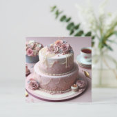 SCHÖNE PINK FLORAL ANNIVERSARY CAKE (Stehend Vorderseite)