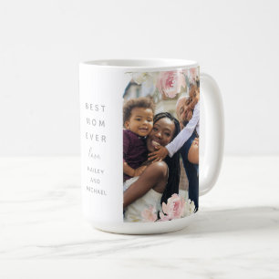 Schöne Pink Floral Beste Mama je zwei Foto Kaffeetasse