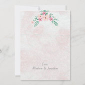 Schöne Pink Floral Wasserfarbe Hochzeit Dankeskarte (Rückseite)