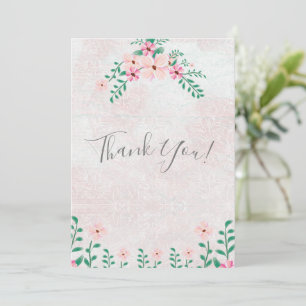Schöne Pink Floral Wasserfarbe Hochzeit Dankeskarte