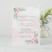 Schöne Pink Floral Wasserfarbe Hochzeit Einladung (Stehend Vorderseite)
