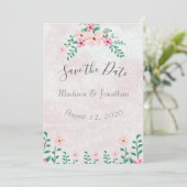 Schöne Pink Floral Wasserfarbe Hochzeit Save The Date (Stehend Vorderseite)