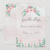 Schöne Pink Floral Wasserfarbe Hochzeit Save The Date (Vorne/Hinten)