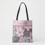 Schöne Pink-Gray 3D Poppies floral Tasche (Vorderseite)
