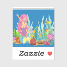 Schöne PINK HAIR Meerjungfrau Aufkleber