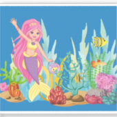 Schöne PINK HAIR Meerjungfrau Aufkleber (Vorderseite)