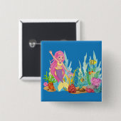 Schöne PINK HAIR Meerjungfrau Button (Vorne & Hinten)