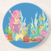 Schöne PINK HAIR Meerjungfrau Getränkeuntersetzer (Vorne)