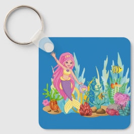 Schöne PINK HAIR Meerjungfrau Schlüsselanhänger