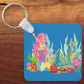 Schöne PINK HAIR Meerjungfrau Schlüsselanhänger (Vorderseite)