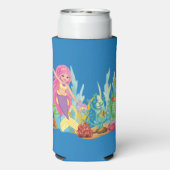 Schöne PINK HAIR Meerjungfrau Selters Dosenkühler (Seltzer Rückseite)