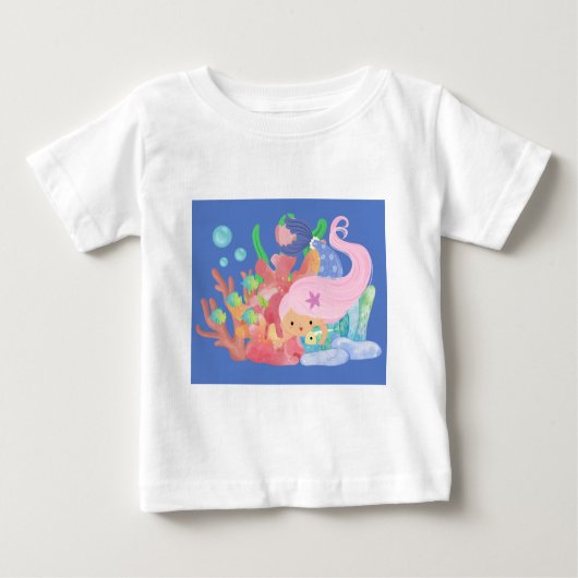 Schöne PINK HAIR Meerjungfrau spielt einen Fisch u Baby T-shirt (Vorderseite)