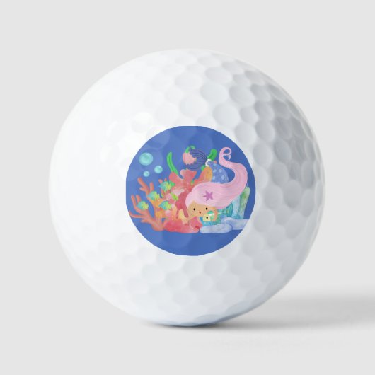 Schöne PINK HAIR Meerjungfrau spielt einen Fisch u Golfball (Vorderseite)