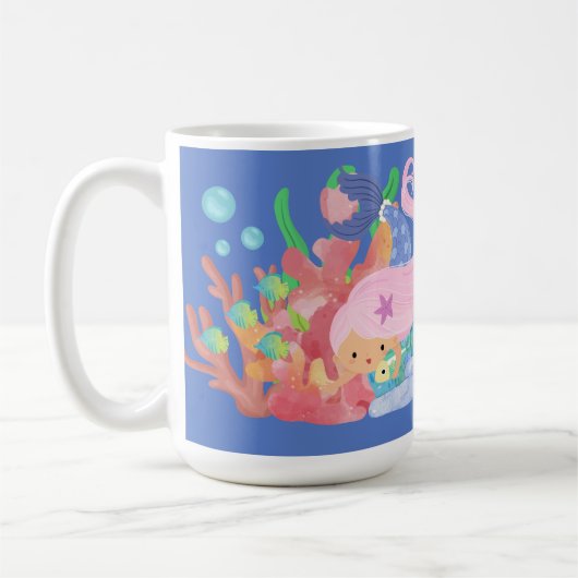 Schöne PINK HAIR Meerjungfrau spielt einen Fisch u Kaffeetasse (Links)