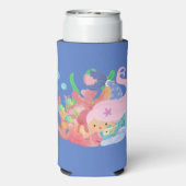 Schöne PINK HAIR Meerjungfrau spielt einen Fisch u Selters Dosenkühler (Seltzer Rückseite)