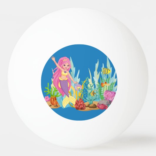 Schöne PINK HAIR Meerjungfrau Tischtennisball (Vorderseite)