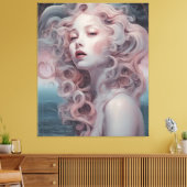 Schöne Pink Hair Mermaid Leinwanddruck (Insitu (Wohnzimmer))