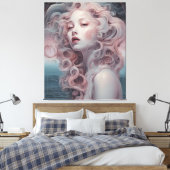 Schöne Pink Hair Mermaid Leinwanddruck (Insitu (Schlafzimmer))
