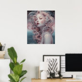 Schöne Pink Hair Mermaid Poster (Heimbüro)