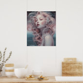 Schöne Pink Hair Mermaid Poster (Küche)