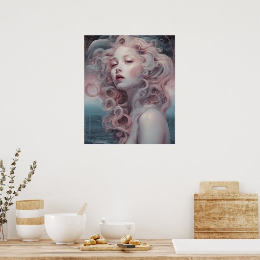 Schöne Pink Hair Mermaid Poster (Küche)