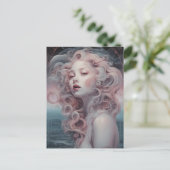 Schöne Pink Hair Mermaid Postkarte (Stehend Vorderseite)