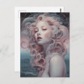 Schöne Pink Hair Mermaid Postkarte (Vorne/Hinten)