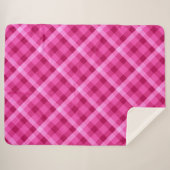 Schöne Pink Magenta Kariert große Sherpa Blanka Sherpadecke (Vorderseite (Horizontal))
