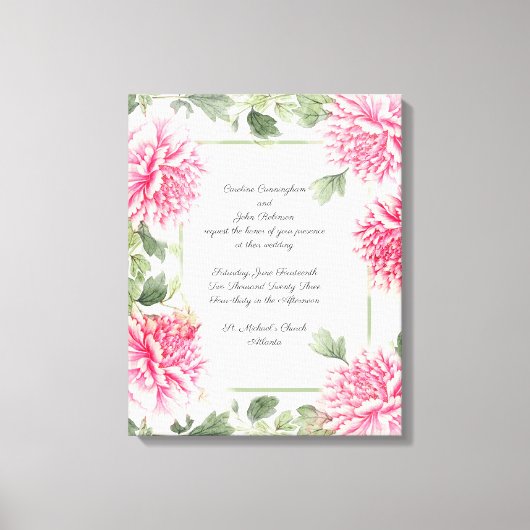 Schöne Pink Peonies Wedding Leinwand Print (Vorderseite)