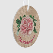 Schöne Pink Peony auf Pink Imitats Lace Ornament (Vorderseite)