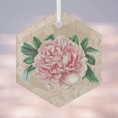 Schöne Pink Peony auf Pink Imitats Lace Ornament Aus Glas