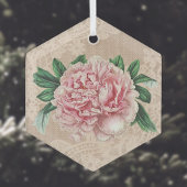 Schöne Pink Peony auf Pink Imitats Lace Ornament Aus Glas