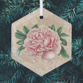 Schöne Pink Peony auf Pink Imitats Lace Ornament Aus Glas