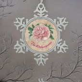 Schöne Pink Peony auf Pink Imitats Lace Schneeflocken Zinn-Ornament