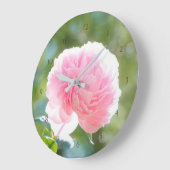 Schöne Pink Peony Blume in Sonnenlicht Große Wanduhr (Winkel)