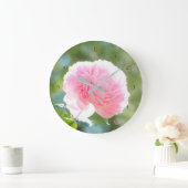 Schöne Pink Peony Blume in Sonnenlicht Große Wanduhr (Zuhause)