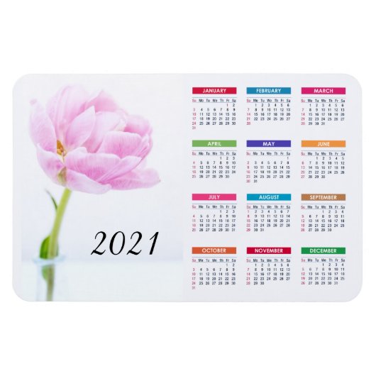 Schöne Pink Peony | Blumenkalender 2021 Magnet (Horizontal)