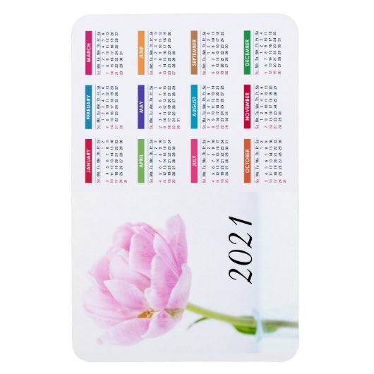 Schöne Pink Peony | Blumenkalender 2021 Magnet (Vertikal)