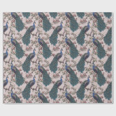 Schöne Pink-Pink-Pfaue und Magnolien-Blume Geschenkpapier (Flach)