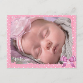 Schöne Pink Polka Dot Baby Birth Ankündigung