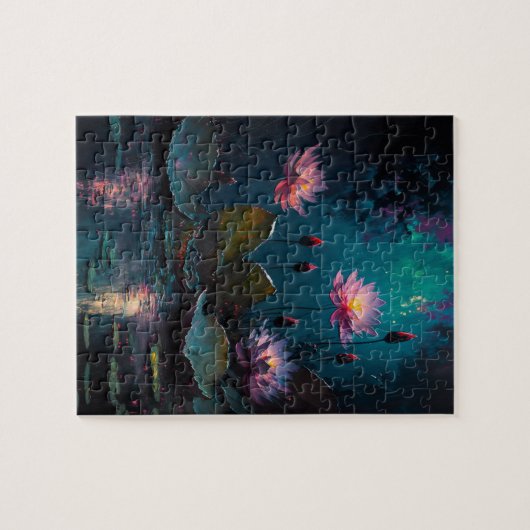 Schöne Pink Pond-Blume Puzzle (Horizontal)