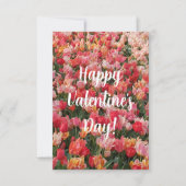 Schöne Pink Tulip Garden Valentinstag Karte (Vorderseite)