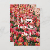 Schöne Pink Tulip Garden Valentinstag Karte (Vorne/Hinten)