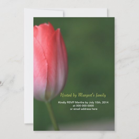 Schöne Pink Tulpe Blume Graduierungsparty Einladung (Rückseite)