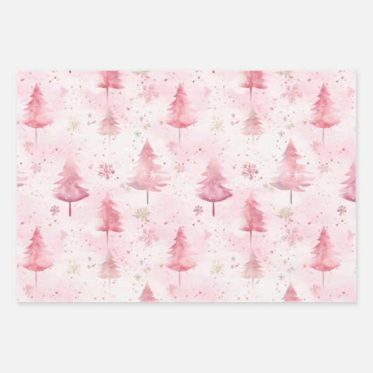 Schöne Pink Vintage Weihnachten Geschenkpapier Set (Vorderseite 2)