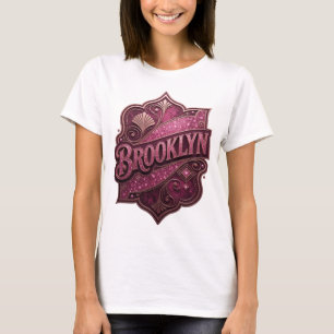 Schöne pinke BROOKLYN künstlerische Motiv T-Shirt