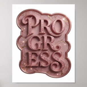 Schöne Pinke PROGRESS-Textgestaltung Poster