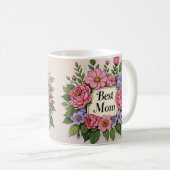 Schöne pinkische Blume Beste Mama Kaffeetasse (VorderseiteRechts)