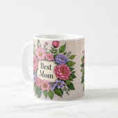 Schöne pinkische Blume Beste Mama Kaffeetasse (Vorderseite Links)